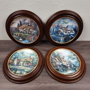 Set of 4 Carl Valente Poetic Cottages Framed Collector Plates W.S. George 1992
